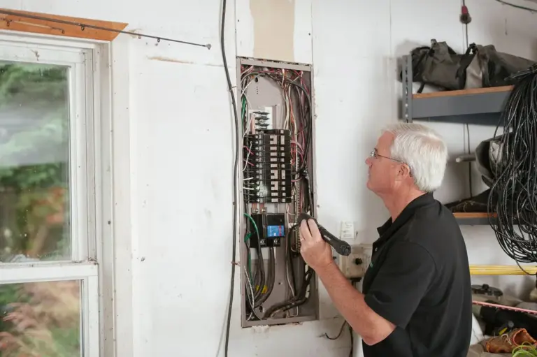 Electrician working on a home electrical panel